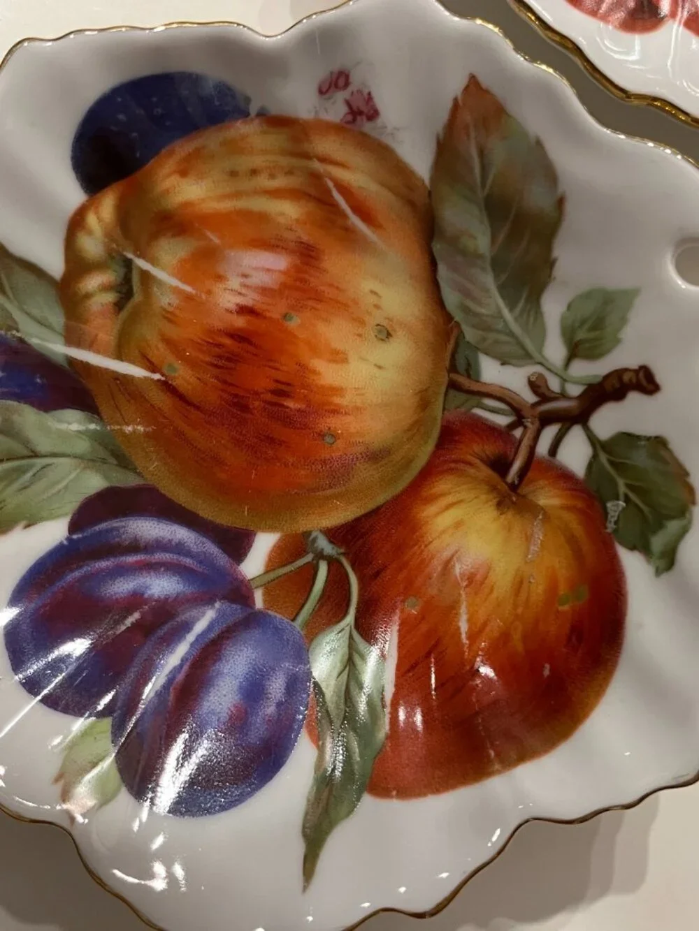 Vintage Mitterteich Bavaria Porcelain Dishes Set of TWO - Fruit Motif Germany